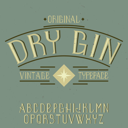Vintage label font named Dry Gin. Good to use in any creative labels.のイラスト素材