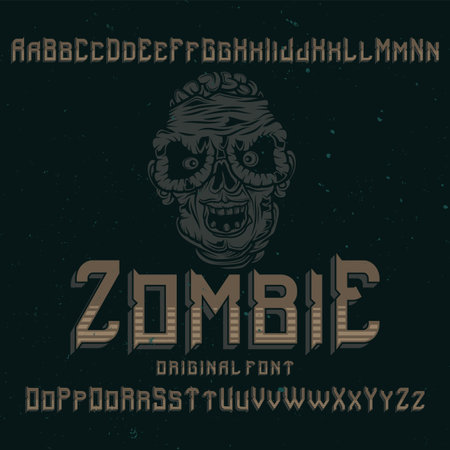 Original label typeface named '"Zombie". Good to use in any label design.のイラスト素材