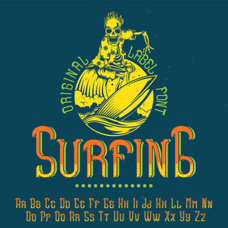 Original label typeface named 'Surfing'. Good to use in any label design.のイラスト素材