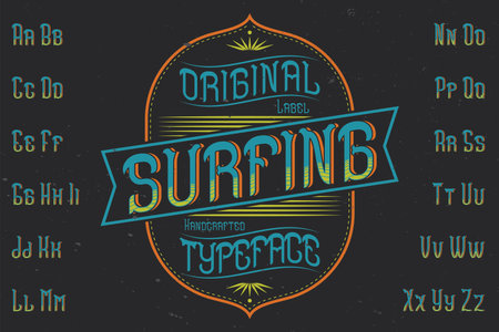 Original label typeface named 'Surfing'. Good to use in any label design.のイラスト素材