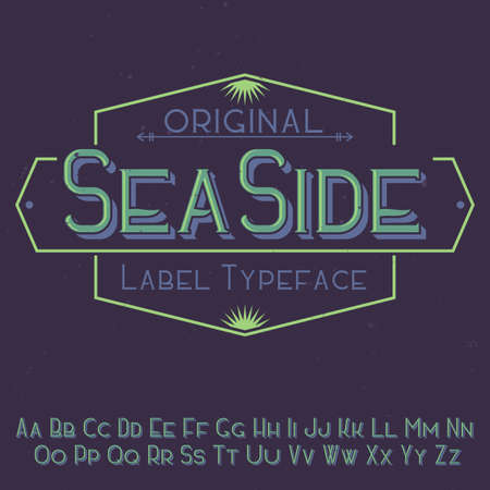 Original label typeface named '"SeaSide". Good to use in any label design.のイラスト素材