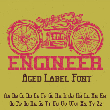 Original label typeface named '"Engineer". Good to use in any label design.のイラスト素材