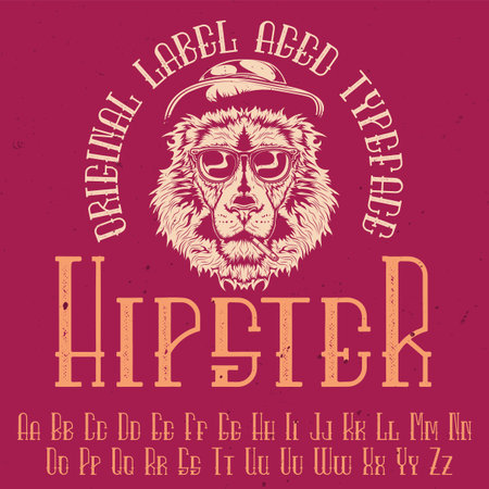 Original label typeface named 'Hipster'. Good to use in any label design.のイラスト素材