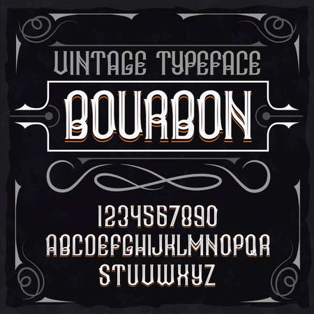 Vintage label typeface called "Bourbon". Perfectly designed font for any design.のイラスト素材