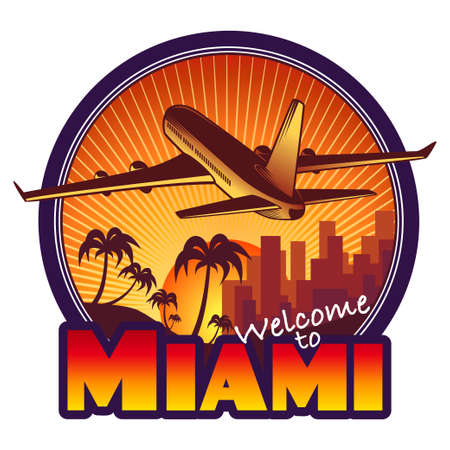 designed travel label, Miamiのイラスト素材