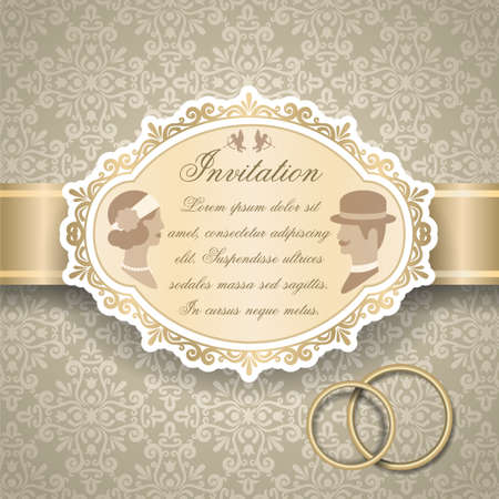 Retro wedding invitation vector design illustrationのイラスト素材