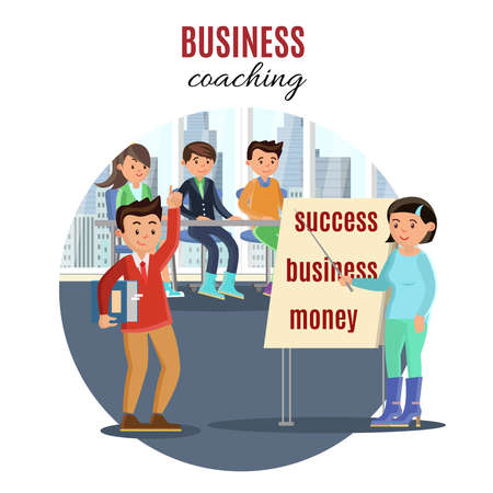 Motivative training colorful concept with people on coaching for personal growth and development vector illustrationのイラスト素材