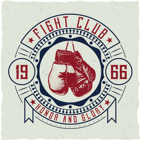 Label design with illustration of boxing gloves for t-shirts, posters, greeting cards etc.のイラスト素材