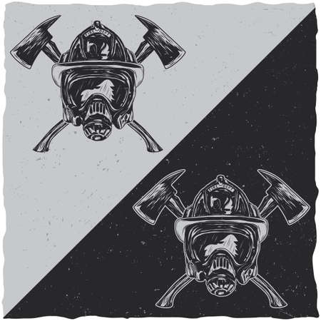 Illustration of helmet with Crossed Axes on dark and light backgroundsのイラスト素材