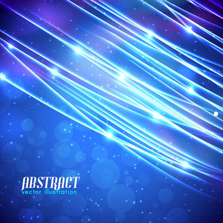 Light blue abstract template with sparkling lines glowing and illuminated effects on blurred background vector illustrationのイラスト素材