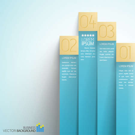 Choice of option business infographics with blue vertical numbered paper stripes on light background vector illustrationのイラスト素材