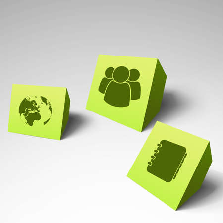 Three 3d business card set with place for text or image in modern style vector illustration