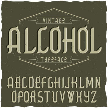 Vintage label typeface named Alcohol. Good font to use in any vintage labels or logo.のイラスト素材
