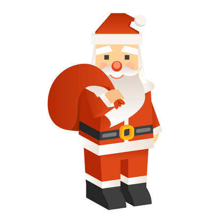 Vector Santa Claus with a bag of gifts in modern styleのイラスト素材
