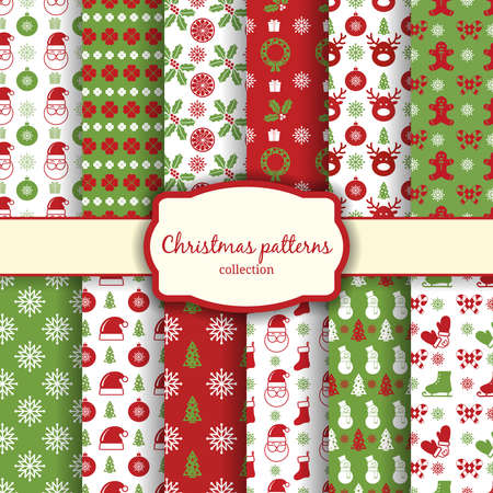 vector christmas seamless patterns for xmas cards and gift wrapping paperのイラスト素材