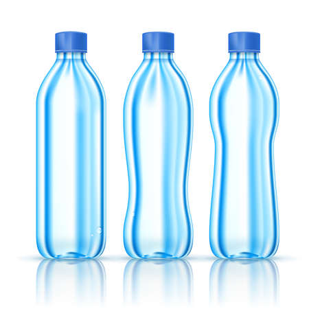 Water bottles various forms isolated on white. Vector Illustration. EPS10 opacityのイラスト素材