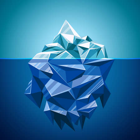 Snow vector iceberg mountain in polygonal style. Water and sea,  underwater and antarctic landscape, vector illustrationのイラスト素材