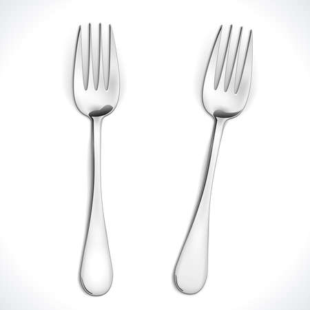 Realistic Steel Fork isolated on white. Vector Illustration. EPS10 opacityのイラスト素材
