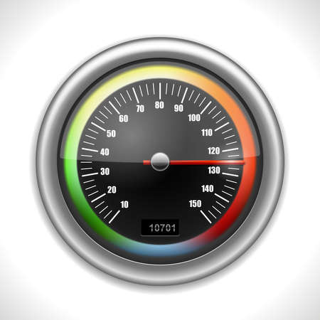 Shiny Speedometer isolated on white. Vector Illustration. EPS10 opacityのイラスト素材