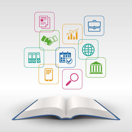 Business education open book concept Vector Illustrationのイラスト素材