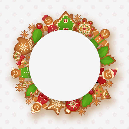 Christmas frame with place for your text. Decoration design for xmas and new year. Vector illustrationのイラスト素材