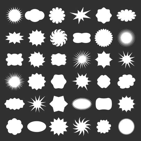 Sticky stars vector badge set. Icon tag label, symbol blank, round and cloud illustrationのイラスト素材