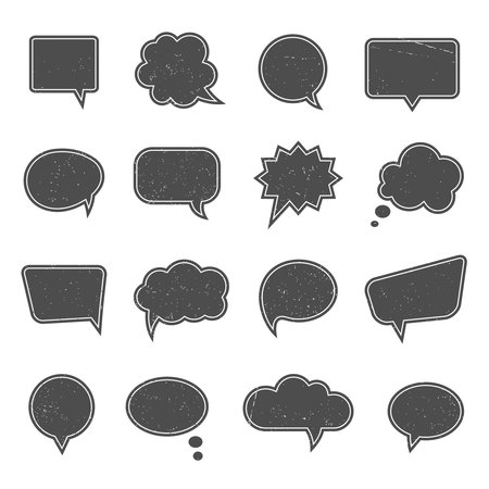 Empty speech bubbles in modern vintage style. Dialogue and message, thought and communication, talk web cloud think, vector illustrationのイラスト素材