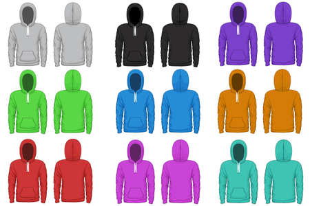Raglan hoodie vector template. Cloth raglan, sweatshirt hoodie, wear garment illustrationのイラスト素材