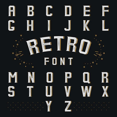Chicago retro alphabet. Style abc, letter and font, language symbol, vector illustrationのイラスト素材