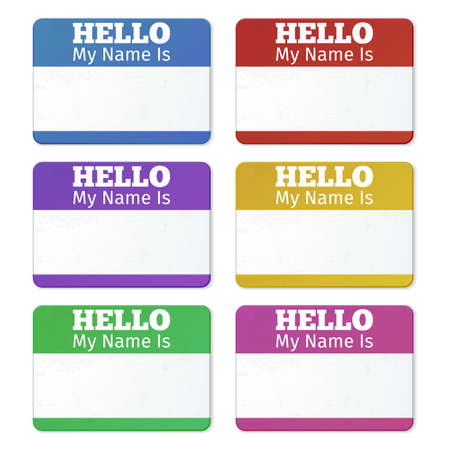 Hello My Name Is... Introduction cards, labels and badges set. Tag sticker for party meet, vector illustrationのイラスト素材