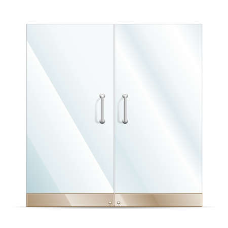 Vector Transparent Glass door isolated on white.のイラスト素材