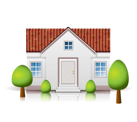 Vector House with tiled roof isolated on white. EPS10 opacity. Editable EPS and Render in JPG formatのイラスト素材