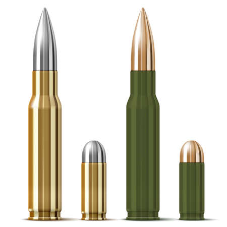 Vector Rifle and pistol bullets isolated on white background.のイラスト素材