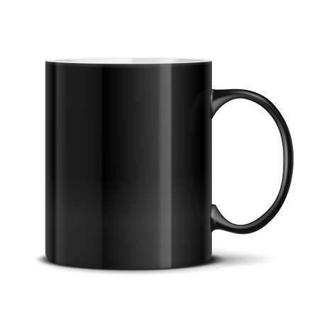 Vector Black mug cup isolated on white backgroundのイラスト素材