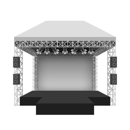 Podium concert stage. Performance show entertainment, scene and event. Vector illustrationのイラスト素材