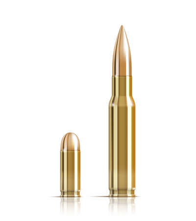 Vector Ammunition bullets on white background. EPS10 opacity. Editable EPS and Render in JPG formatのイラスト素材