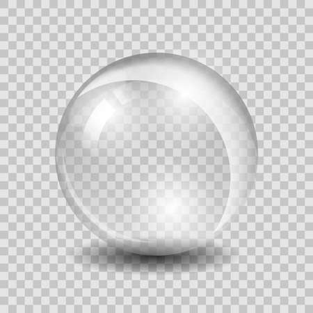 White transparent glass sphere glass or ball, shiny bubble glossy, vector illustrationのイラスト素材