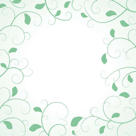 Floral Frame with curled branches and leaves on white backgroundのイラスト素材