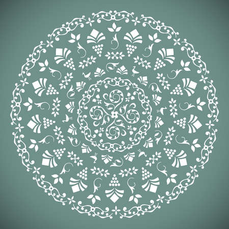 Ornamental Round Lace Pattern with floral ethnic details. Vector Illustrationのイラスト素材