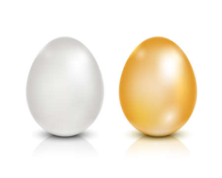 Brown and white eggs isolated on white backgroundのイラスト素材