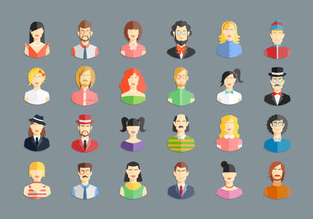 Vector large set of avatars. Men and women, young people and girls iconsのイラスト素材
