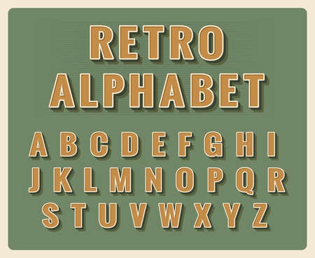 Retro font alphabet. Template vintage typography, element type. Vector illustrationのイラスト素材