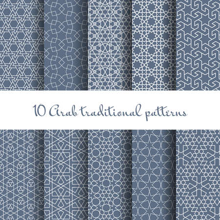 Vector arabic patterns set. Seamless line background, design decoration, collection fabricのイラスト素材