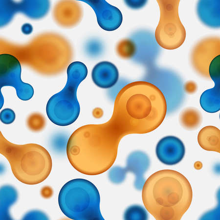 Molecules seamless background. Science and microbiology concept. Chemistry and atom, structure biology, texture molecular, vector illustrationのイラスト素材