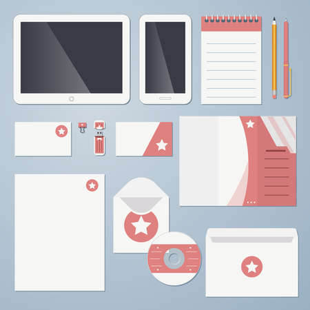 Flat design corporate identity mock up template vector illustrationのイラスト素材