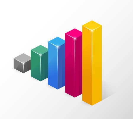 Vector Colored Bar Chart  Emphasizing Growth  Isolated on White Backgroundのイラスト素材