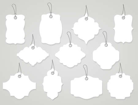 Vector blank labels or tags white with ropesのイラスト素材