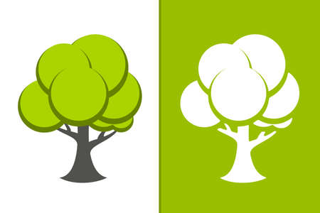 Vector green tree and white tree icon illustrationのイラスト素材
