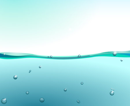slice thickness of water in green colors with bubblesのイラスト素材