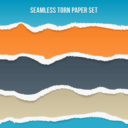 Vector seamless torn paper. Orange and blue, slategray and stripes, pattern and backgroundのイラスト素材